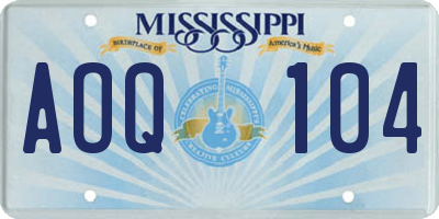 MS license plate AOQ104