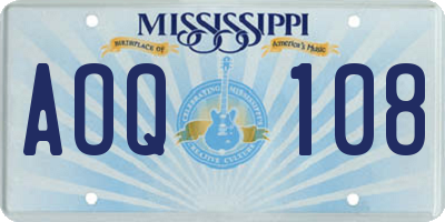 MS license plate AOQ108