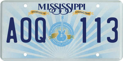 MS license plate AOQ113