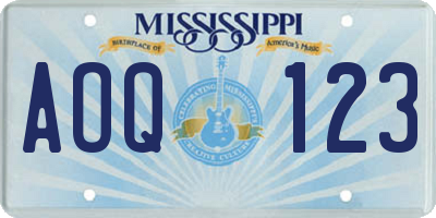 MS license plate AOQ123
