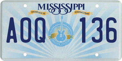 MS license plate AOQ136