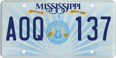 MS license plate AOQ137