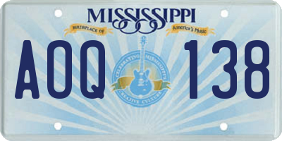 MS license plate AOQ138