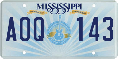 MS license plate AOQ143