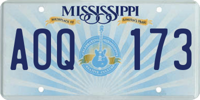 MS license plate AOQ173