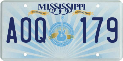 MS license plate AOQ179