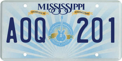 MS license plate AOQ201