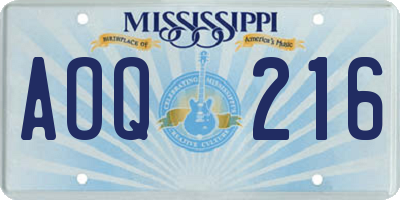 MS license plate AOQ216