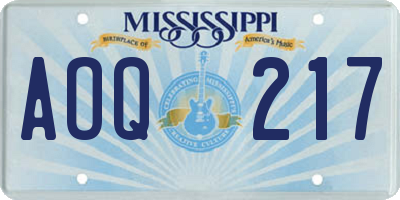 MS license plate AOQ217