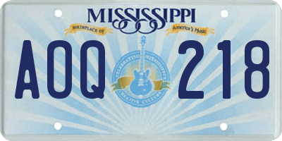 MS license plate AOQ218
