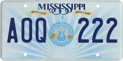MS license plate AOQ222