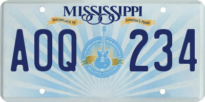 MS license plate AOQ234