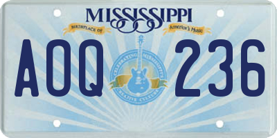 MS license plate AOQ236