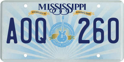MS license plate AOQ260