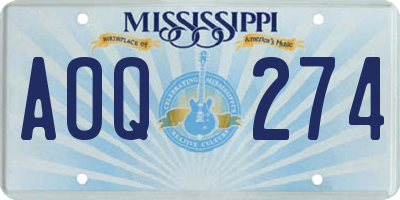 MS license plate AOQ274
