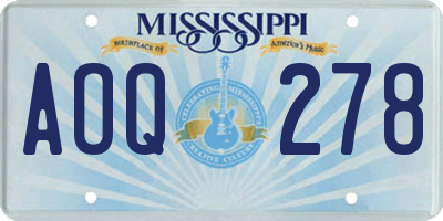 MS license plate AOQ278