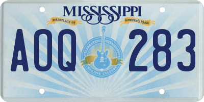 MS license plate AOQ283