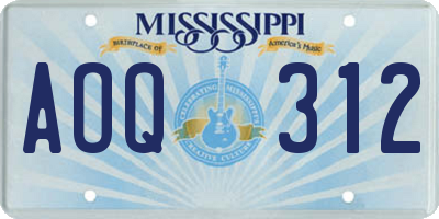 MS license plate AOQ312