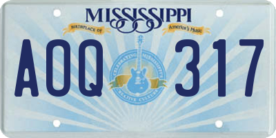 MS license plate AOQ317