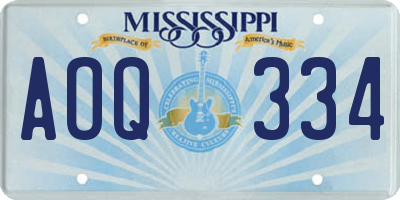 MS license plate AOQ334