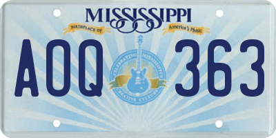 MS license plate AOQ363