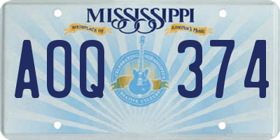 MS license plate AOQ374