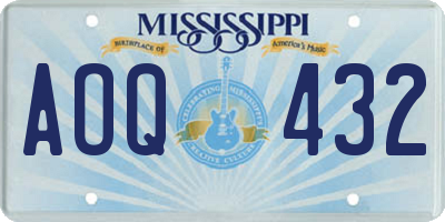 MS license plate AOQ432