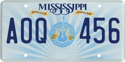 MS license plate AOQ456