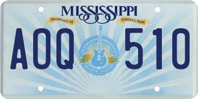 MS license plate AOQ510
