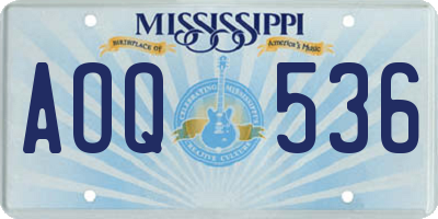 MS license plate AOQ536