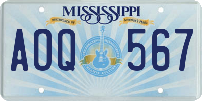 MS license plate AOQ567
