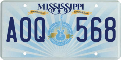 MS license plate AOQ568