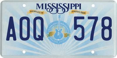 MS license plate AOQ578