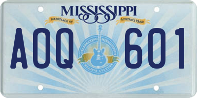 MS license plate AOQ601