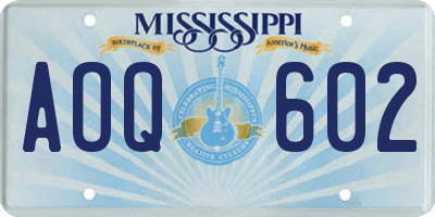 MS license plate AOQ602