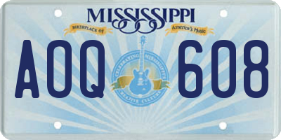 MS license plate AOQ608