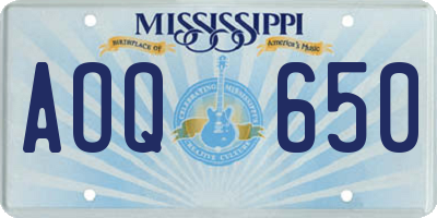 MS license plate AOQ650