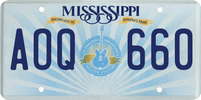 MS license plate AOQ660
