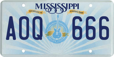 MS license plate AOQ666