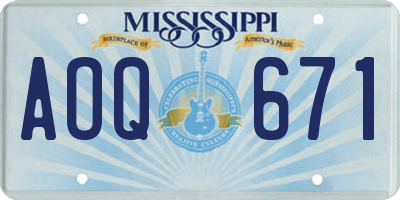 MS license plate AOQ671