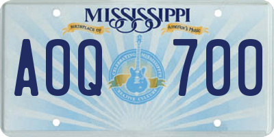 MS license plate AOQ700