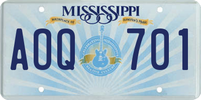 MS license plate AOQ701