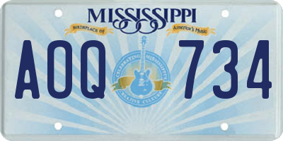 MS license plate AOQ734