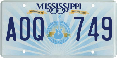 MS license plate AOQ749