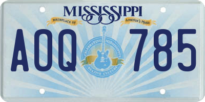MS license plate AOQ785
