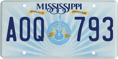 MS license plate AOQ793