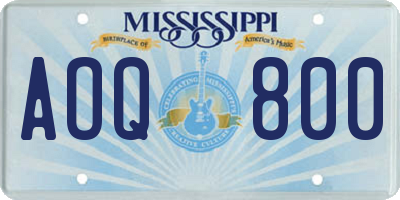 MS license plate AOQ800