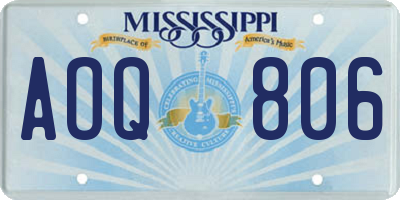 MS license plate AOQ806