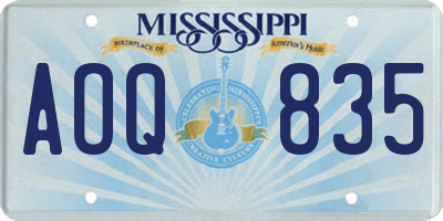 MS license plate AOQ835