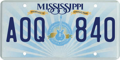 MS license plate AOQ840